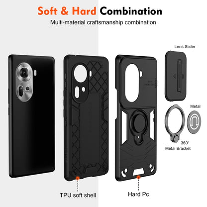 For OPPO Reno11 Global Camshield Ring Holder Phone Case(Black) - OPPO Cases by buy2fix | Online Shopping UK | buy2fix