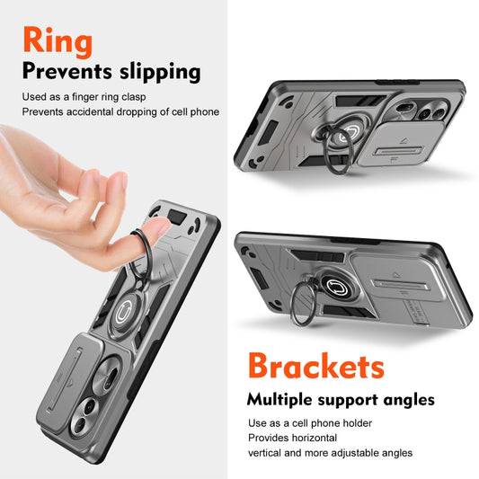 For OPPO Reno11 Pro Global Camshield Ring Holder Phone Case(Grey) - OPPO Cases by buy2fix | Online Shopping UK | buy2fix