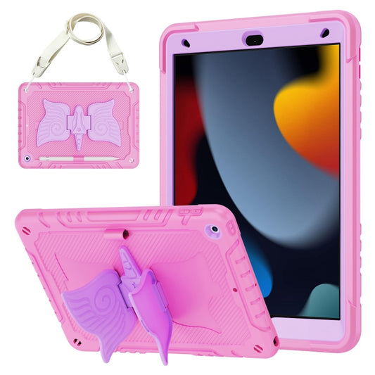 For iPad 10.2 2021/2020/2019 Kickstand PC Hybrid Silicone Tablet Case(Pink Purple) - iPad 10.2 Cases by buy2fix | Online Shopping UK | buy2fix