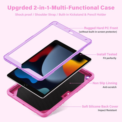 For iPad 10.2 2021/2020/2019 Kickstand PC Hybrid Silicone Tablet Case(Pink Purple) - iPad 10.2 Cases by buy2fix | Online Shopping UK | buy2fix