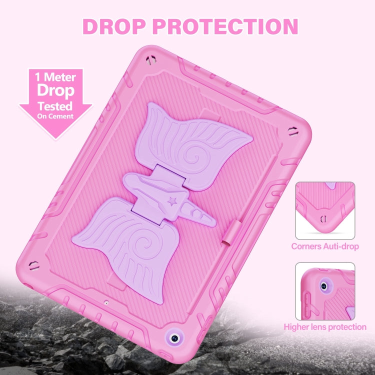 For iPad 10.2 2021/2020/2019 Kickstand PC Hybrid Silicone Tablet Case(Pink Purple) - iPad 10.2 Cases by buy2fix | Online Shopping UK | buy2fix