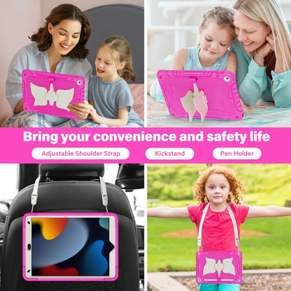 For iPad 10.2 2021/2020/2019 Kickstand PC Hybrid Silicone Tablet Case(Beige Rose Red) - iPad 10.2 Cases by buy2fix | Online Shopping UK | buy2fix