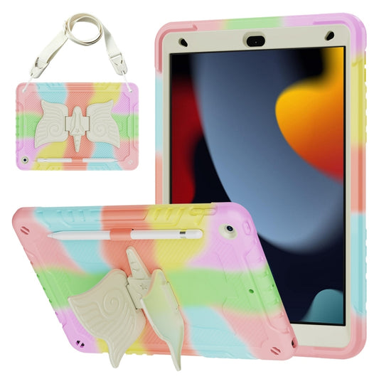 For iPad 10.2 2021/2020/2019 Kickstand PC Hybrid Silicone Tablet Case(Colorful Rose Gold) - iPad 10.2 Cases by buy2fix | Online Shopping UK | buy2fix