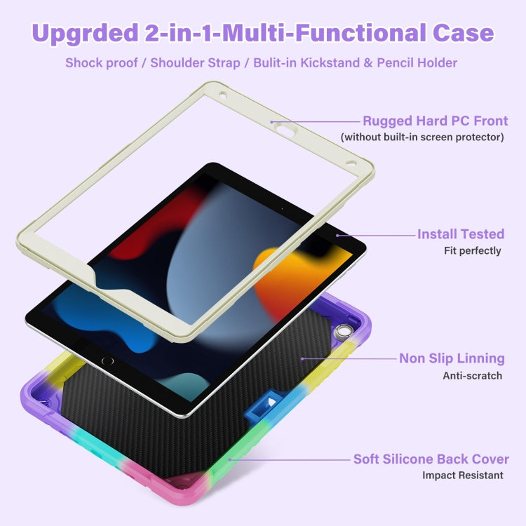 For iPad 10.2 2021/2020/2019 Kickstand PC Hybrid Silicone Tablet Case(Colorful Purple) - iPad 10.2 Cases by buy2fix | Online Shopping UK | buy2fix