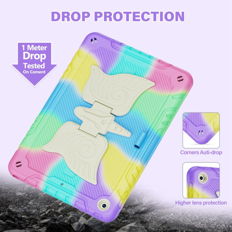 For iPad 10.2 2021/2020/2019 Kickstand PC Hybrid Silicone Tablet Case(Colorful Purple) - iPad 10.2 Cases by buy2fix | Online Shopping UK | buy2fix