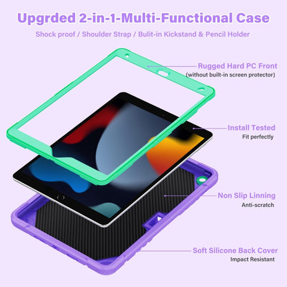 For iPad 10.2 2021/2020/2019 Kickstand PC Hybrid Silicone Tablet Case(Purple Mint) - iPad 10.2 Cases by buy2fix | Online Shopping UK | buy2fix