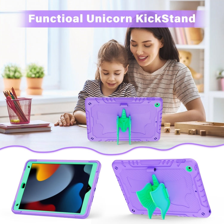 For iPad 10.2 2021/2020/2019 Kickstand PC Hybrid Silicone Tablet Case(Purple Mint) - iPad 10.2 Cases by buy2fix | Online Shopping UK | buy2fix
