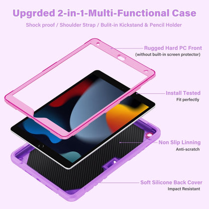 For iPad 10.2 2021/2020/2019 Kickstand PC Hybrid Silicone Tablet Case(Purple Rose Red) - iPad 10.2 Cases by buy2fix | Online Shopping UK | buy2fix
