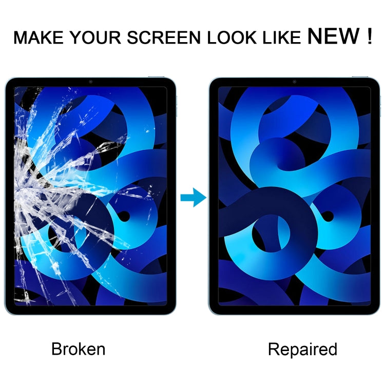 For iPad Air 5 Front Screen Outer Glass Lens with OCA Optically Clear Adhesive(Black) by buy2fix