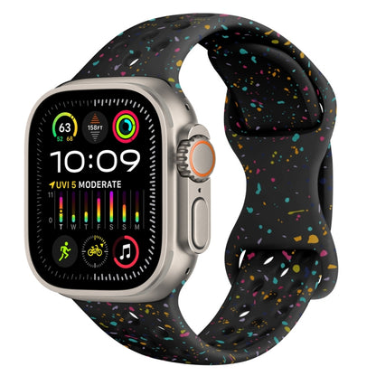 For Apple Watch Ultra 2 49mm Hole Style Butterfly Buckle Camouflage Silicone Watch Band(Black) by buy2fix