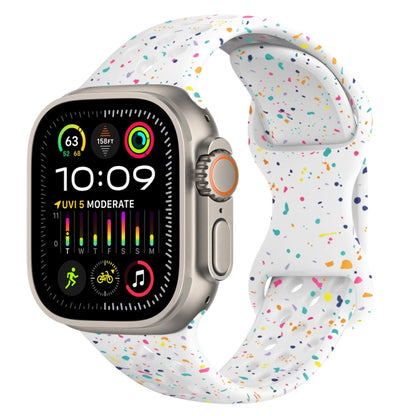 For Apple Watch Ultra 49mm Hole Style Butterfly Buckle Camouflage Silicone Watch Band(White) by buy2fix