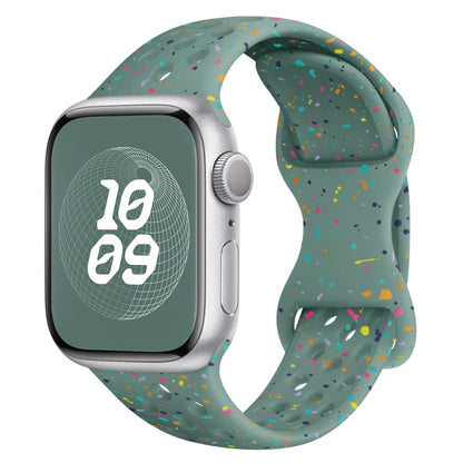 For Apple Watch Series 6 40mm Hole Style Butterfly Buckle Camouflage Silicone Watch Band(Pine Green) by buy2fix