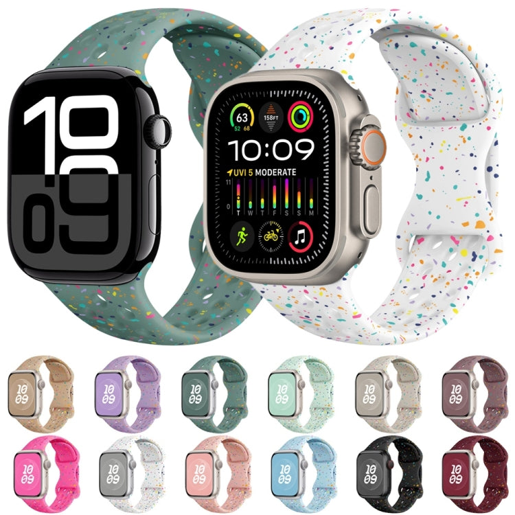 For Apple Watch Series 2 42mm Hole Style Butterfly Buckle Camouflage Silicone Watch Band(Light Purple) by buy2fix