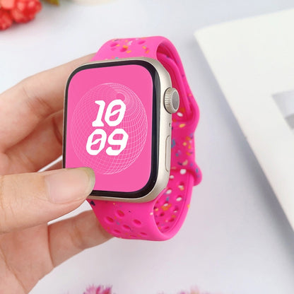 For Apple Watch Series 2 42mm Hole Style Butterfly Buckle Camouflage Silicone Watch Band(Light Purple) by buy2fix