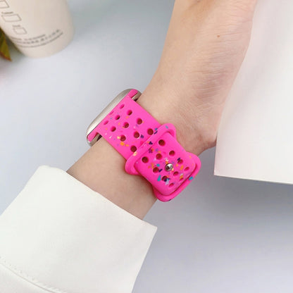 For Apple Watch 38mm Hole Style Butterfly Buckle Camouflage Silicone Watch Band(Pink Sand) by buy2fix