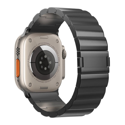 For Apple Watch Ultra 49mm One-Bead Magnetic Buckle Titanium Metal Watch Band(Black) by buy2fix