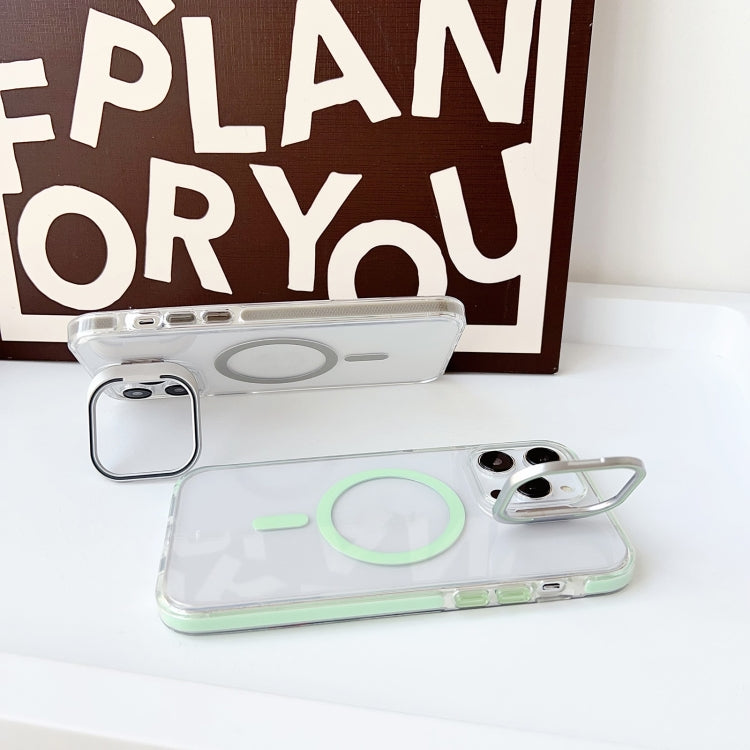 For iPhone 15 Pro Max J2 High Transparent MagSafe Magnetic Frame Holder Phone Case(White) - iPhone 15 Pro Max Cases by buy2fix | Online Shopping UK | buy2fix