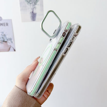 For iPhone 15 Pro J2 High Transparent MagSafe Magnetic Frame Holder Phone Case(Royal Blue) - iPhone 15 Pro Cases by buy2fix | Online Shopping UK | buy2fix
