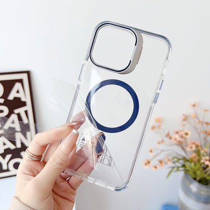 For iPhone 15 Pro J2 High Transparent MagSafe Magnetic Frame Holder Phone Case(Royal Blue) - iPhone 15 Pro Cases by buy2fix | Online Shopping UK | buy2fix