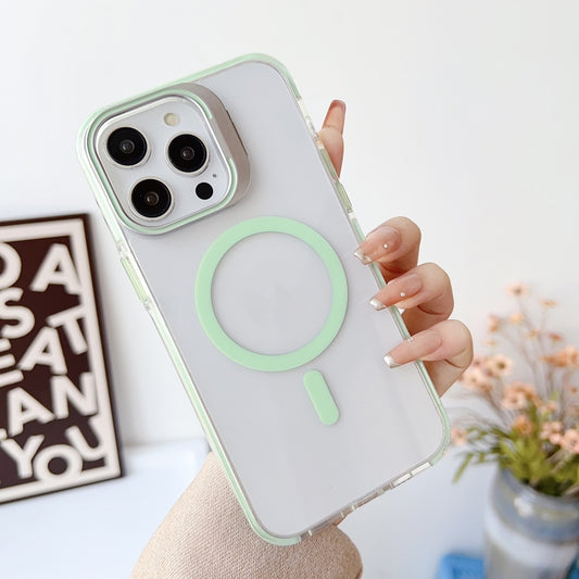 For iPhone 15 Pro J2 High Transparent MagSafe Magnetic Frame Holder Phone Case(Matcha Green) - iPhone 15 Pro Cases by buy2fix | Online Shopping UK | buy2fix