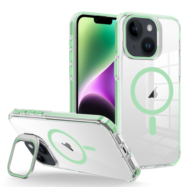 For iPhone 14/13 J2 High Transparent MagSafe Magnetic Frame Holder Phone Case(Matcha Green) - iPhone 14 Cases by buy2fix | Online Shopping UK | buy2fix