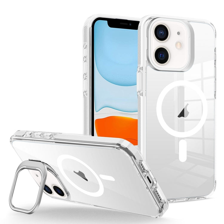 For iPhone 11 J2 High Transparent MagSafe Magnetic Frame Holder Phone Case(White) by buy2fix