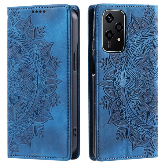 For Honor 200 Lite Global Totem Embossed Magnetic Leather Phone Case(Blue)