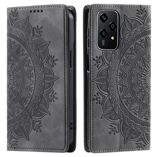 For Honor 200 Lite Global Totem Embossed Magnetic Leather Phone Case(Grey)