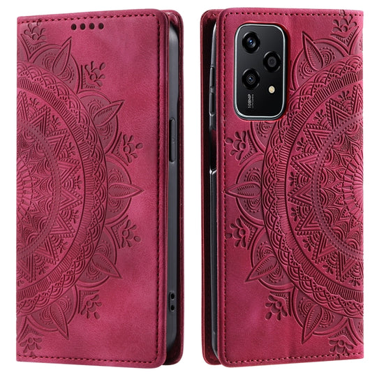 For Honor 200 Lite Global Totem Embossed Magnetic Leather Phone Case(Red)