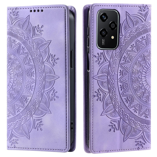 For Honor 200 Lite Global Totem Embossed Magnetic Leather Phone Case(Purple)