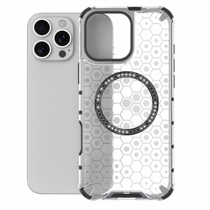 For iPhone 16 Pro Max Honeycomb Magnetic Ring Shockproof Phone Case(White) by buy2fix
