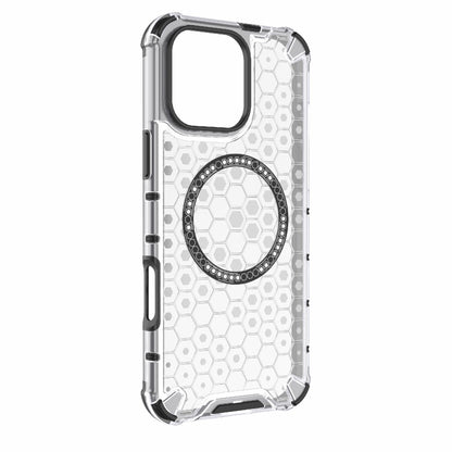For iPhone 16 Pro Max Honeycomb Magnetic Ring Shockproof Phone Case(White) by buy2fix