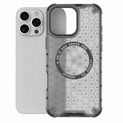 For iPhone 16 Pro Max Honeycomb Magnetic Ring Shockproof Phone Case(Black) by buy2fix