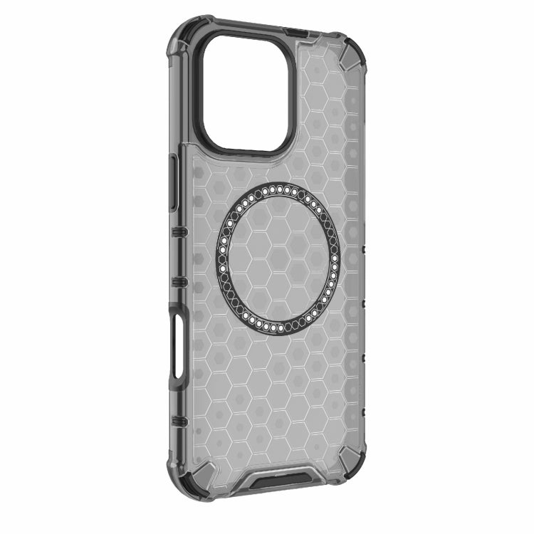 For iPhone 16 Pro Max Honeycomb Magnetic Ring Shockproof Phone Case(Black) by buy2fix