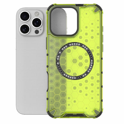 For iPhone 16 Pro Max Honeycomb Magnetic Ring Shockproof Phone Case(Green) by buy2fix