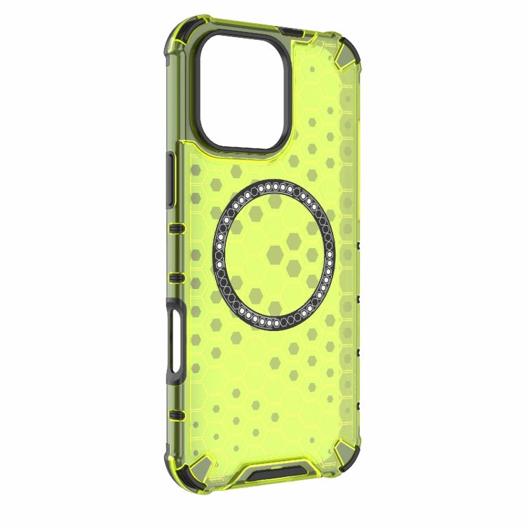 For iPhone 16 Pro Max Honeycomb Magnetic Ring Shockproof Phone Case(Green) by buy2fix