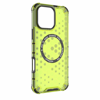 For iPhone 16 Pro Max Honeycomb Magnetic Ring Shockproof Phone Case(Green) by buy2fix