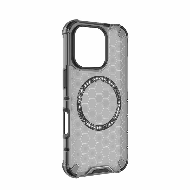 For iPhone 16 Pro Honeycomb Magnetic Ring Shockproof Phone Case(Black) by buy2fix