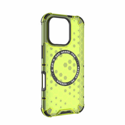 For iPhone 16 Pro Honeycomb Magnetic Ring Shockproof Phone Case(Green) by buy2fix