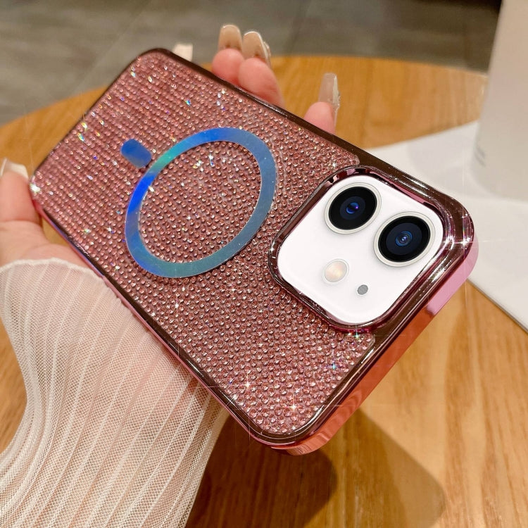 For iPhone 12 Diamonds Plated Magsafe Phone Case(Pink) by buy2fix