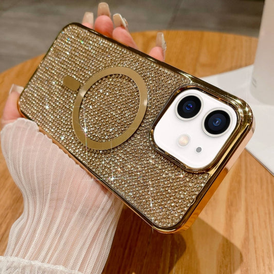 For iPhone 11 Diamonds Plated Magsafe Phone Case(Gold) by buy2fix