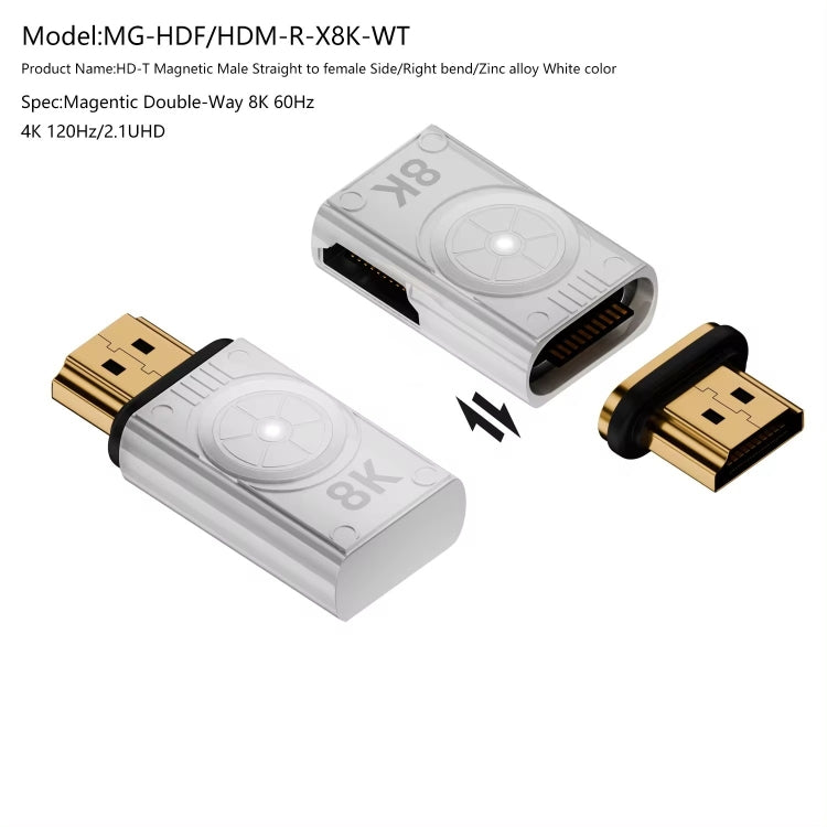 8K 60Hz HDTV to HDTV Side Bend Magnetic Converter(Sliver Right Bend) by buy2fix