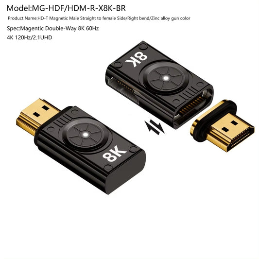 8K 60Hz HDTV to HDTV Side Bend Magnetic Converter(Brown Right Bend) by buy2fix