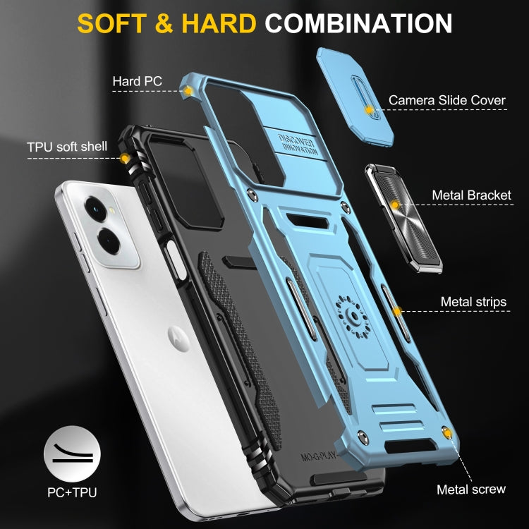 For Motorola Moto G Play 5G 2024 Armor PC + TPU Camera Shield Phone Case(Light Blue) by buy2fix