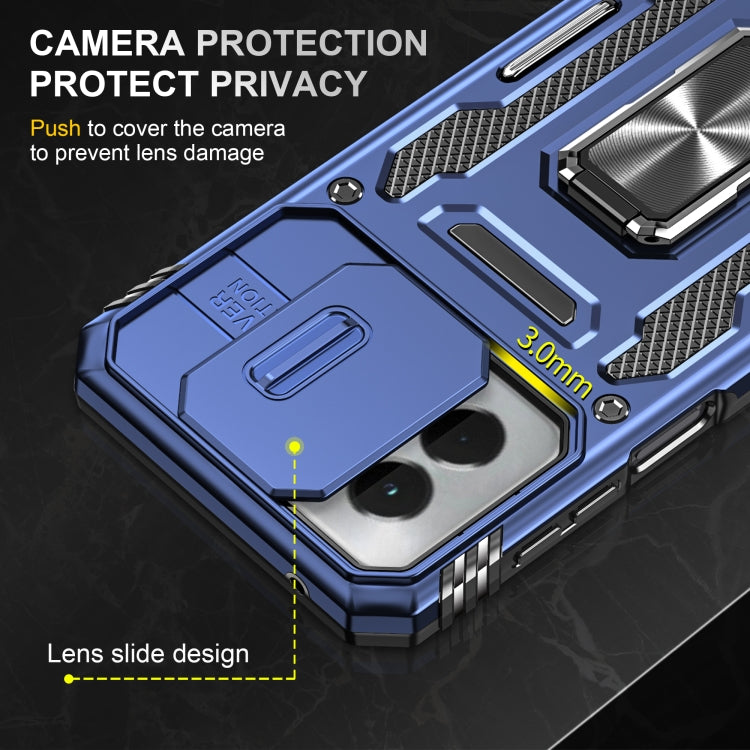 For Motorola Moto G Power 2024 Armor PC + TPU Camera Shield Phone Case(Navy Blue) by buy2fix