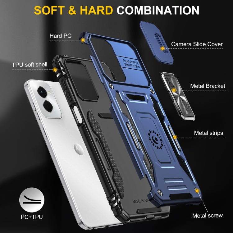 For Motorola Moto G Power 2024 Armor PC + TPU Camera Shield Phone Case(Navy Blue) by buy2fix