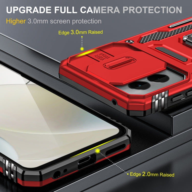 For Motorola Moto G Power 2024 Armor PC + TPU Camera Shield Phone Case(Red) by buy2fix