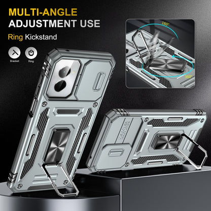 For Motorola Moto G Power 2024 Armor PC + TPU Camera Shield Phone Case(Grey) by buy2fix