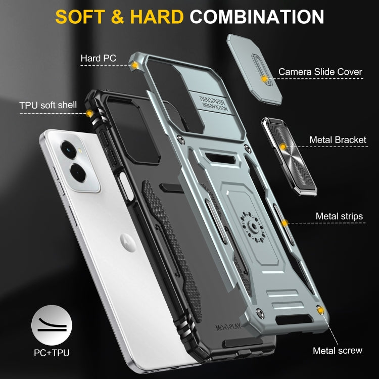 For Motorola Moto G Power 2024 Armor PC + TPU Camera Shield Phone Case(Grey) by buy2fix