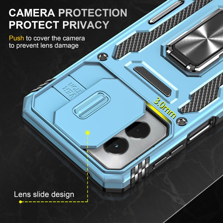 For Motorola Moto G Power 2024 Armor PC + TPU Camera Shield Phone Case(Light Blue) by buy2fix